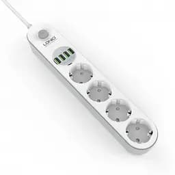 Мережевий фільтр подовжувач 4 євро розетки 4 USB 2м із захистом та заземленням LDNIO SE4432 2500W 10A USB 3.4A - мініатюра 9