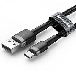 Кабель Baseus Cafule USB 2.0 to Type-C 3A 1 м Чорний/Сірий (CATKLF-BG1)