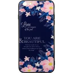 Чохол-накладка Toto Glass Fashionable Case Apple iPhone 6 Plus/6S Plus Flower on Blue