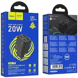 МЗП Hoco N55 Fundador PD20W four-port (2USB-A/2C) Black - мініатюра 5