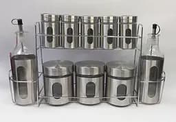 Органайзер набір для спецій на підставці із нержавіючої сталі Спецівниця Edenberg EB-18029 11 предметів Сірий