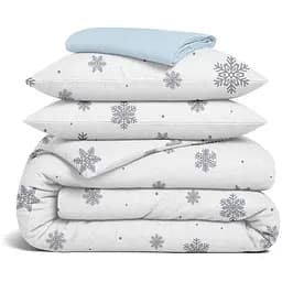 Комплект постільної білизни Cosas Snowflakes silver CS3 Євро фланель срібло (Flannel_SnowflakesSilver_El180-41Skyer_200)