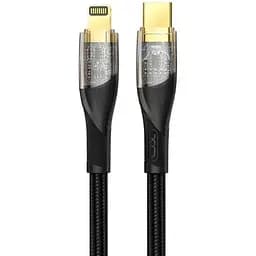 Кабель XO NB-Q223A Transparent Gold Plated Series Type-c to Lightning 27W Braided Data Cable Чорний
