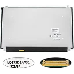 Матриця 17.3 LQ173D1JW31 3840х2160, 40pineDP, IPS, 100% RGB, LED, SLIM вертикальні вушки, матова, роз'єм ліворуч знизу для ноутбука