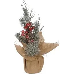 Ялинка штучна Jumi з ягодами та листям в горщику з мішковини 34 см (5900410402898)