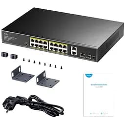 Комутатор Cudy GS1018PS2, 16-Port Gigabit PoE+ Switch with 2 Uplink Gigabit Ports and 2 Gigabit SFP (GS1018PS2) - мініатюра 3