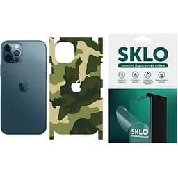 Защитная гидрогелевая пленка SKLO Back (тыл+грани+лого) Camo для Apple iPhone 13 mini (5.4) Зеленый / Army Green