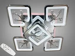 Дизайнерська стельова LED-люстра для вітальні Diasha S8157/4+1HR LED 3color - хром, 90 Вт, 43x43 см