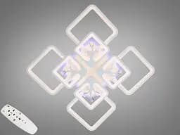 Стельова LED-люстра Diasha 8157/4+4WH 190W, 60x60x12 см, 3 кольори світла, диммер, пульт - мініатюра 2