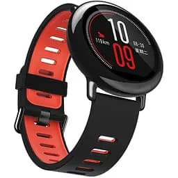 Ремешок силиконовый Tamister для часов 22 мм черный с красным.