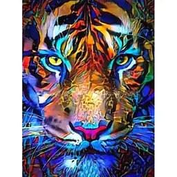 Алмазна мозаїка Чарівний діамант Неоновий тигр зі стразами на підрамнику 20х30 см (2112695182)