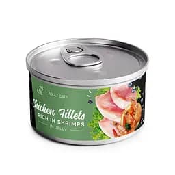 Влажный корм филе курицы с креветками в желе для взрослых кошек, 70 г