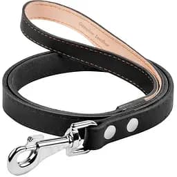 Повідець для собак Collar, одинарний, непрошитий, шкіряний, 122х2 см, чорний
