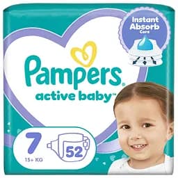Подгузники Pampers Active Baby Размер 7 (15+ кг) 52 шт.
