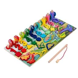 Деревянная игрушка Центр развивающий Limo Toy MD 2758 фигурки, рыбалка, цифры, динозавры