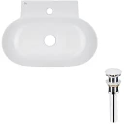 Умивальник Qtap Cardinal підвісний/накладний овальний 565x400x130 мм White + донний клапан PU02, Білий