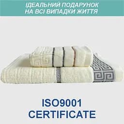 Набір жакардових рушників Lovely Svi для ванної 70х140 см + 34 х 75 см Версаче Бежевий 2 шт. (2561103) - мініатюра 4