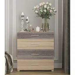 Комод для дома Эверест Бриз К-5 Телескопические на 4 ящика 70х38х72.5 см сонома + трюфель (EVR-2491)