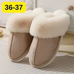 Жіночі домашні капці з хутром Slippers теплі м’які закриті тапочки для дому 36-37 бежевий KT8003821 - мініатюра 2