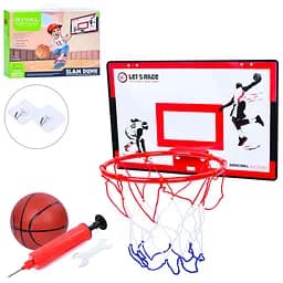Баскетбольне кільце, пластиковий щит 39.5x26 см, металеве кільце 25 см, сітка, м’яч, насос
