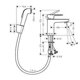 Змішувач для раковини Hansgrohe Vernis Blend 100V з гігієнічною лійкою хром (71215000) - мініатюра 2