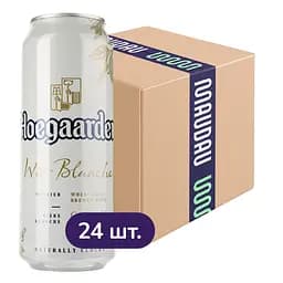Упаковка пива Hoegaarden Wit Blanche светлое 4.9% 12 л (0.5 л х 24 шт.) ж/б