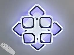 Люстра стельова LED Diasha AS8060/4+4BK, 110W, 3200K-6500K, чорний метал, акрил, сучасний стиль з пультом