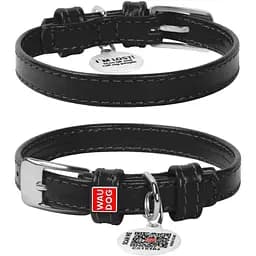 Нашийник для собак Waudog Glamour шкіряний з QR паспортом, без прикрас, XS, Ш 12 мм, Дов 21-29 см (4820152560681)