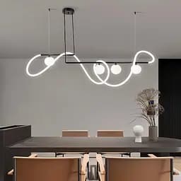 Удлиненная люстра с 4 плафонами и неоном длиной 180 см | Ст. Y 906-1800 BK | Line F