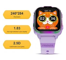 Дитячий смарт годинник D20 з GPS, 4G сім картою, відеодзвінком, 7 іграми, українською мовою, кнопкою SOS та прослуховуванням Фіолетовий - мініатюра 7