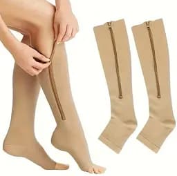 Лікувальні компресійні гольфи Zip Sox від варикозу на блискавці тілесні - мініатюра 3