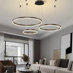 Світлодіодна люстра на три кільця у чорному каркасі | Арт. MJ 73 BK | Line F