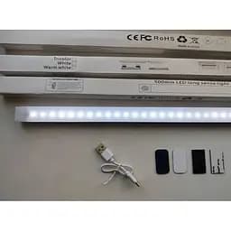 Світильник LED бездротовий з датчиком руху та магнітами 50 см, магнітний USB, підсвічування в шафу для кухні на акумуляторах - мініатюра 3
