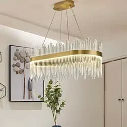 Видовжена підвісна люстра у латунному корпусі 100х40х32 см | Line F | Арт. J881-1000 L AB