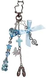 Брелок с милыми подвесками в голубом стиле Keychain with cute blue pendants 6 см