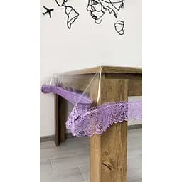 Силіконова скатертина з ліловим мереживом 7 см 220х200 см