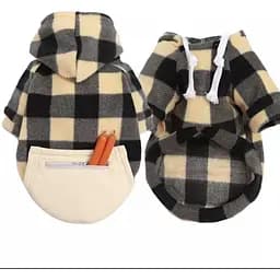 Худи Ginger для животных XL Клеточка с карманом бежевое