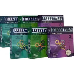 Набор презервативов Freestyles Ultra Light+Ribbed+Max Pleasure 6 упаковок х 3 шт.