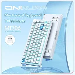 Клавіатура Onikuma бездротова ігрова MT-706 Pro з RGB підсвіткою та 3 режимами підключення для ПК та ігор білий - мініатюра 2