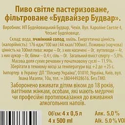 Набір пива Budweiser 5% (4 шт. х 0.5 л) + бокал - мініатюра 7