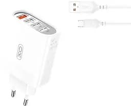 Зарядний пристрій — блок 4 порти USB — XO L100 fast charger зі швидким заряджанням QC3.0 - мініатюра 3