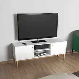 Тумба под телевизор FH- Idomlund на ножках с открытыми полками 1400х550х380 мм Белый