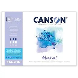 Склейка для акварелі MONTVAL 270 г/м2 12 л натуральна біла велика зерно Canson