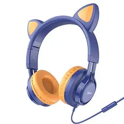 Накладні навушники Hoco W36 Cat ear (3.5mm/1.2m) Midnight Blue - мініатюра 2