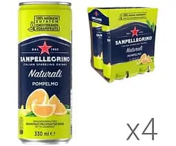 San Pellegrino Pompelmo, Упаковка 4 шт. х 0,33 л, Напій газований соковмісний Жовтий Грейпфрут Сан Плігріно, ж/б