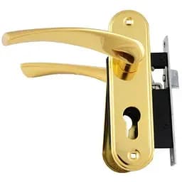 Замок врізний дверний з ручками на планці комплект FZB ЕТ-71157 РВ (золото)