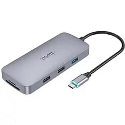 Кабель-переходник Hoco HB32 Season Type-C 8 in 1 мulti-function converter серый