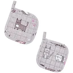 Набор прихваток Home Line Кот на кухне 15x15 см 2 шт. серый (176797)