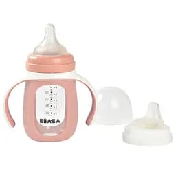 Поильник стеклянный Beaba 2 в 1, 210 мл розовый (913520)