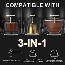 Портативна USB-кавоварка 3-в-1 для еспресо, капсул і меленої кави — компактна, бездротова, з підігрівом - мініатюра 3